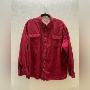 Wrangler Twill Work Shirt Mens‎ XL Red Western Gorpcore Rancher Farmer Outdoors